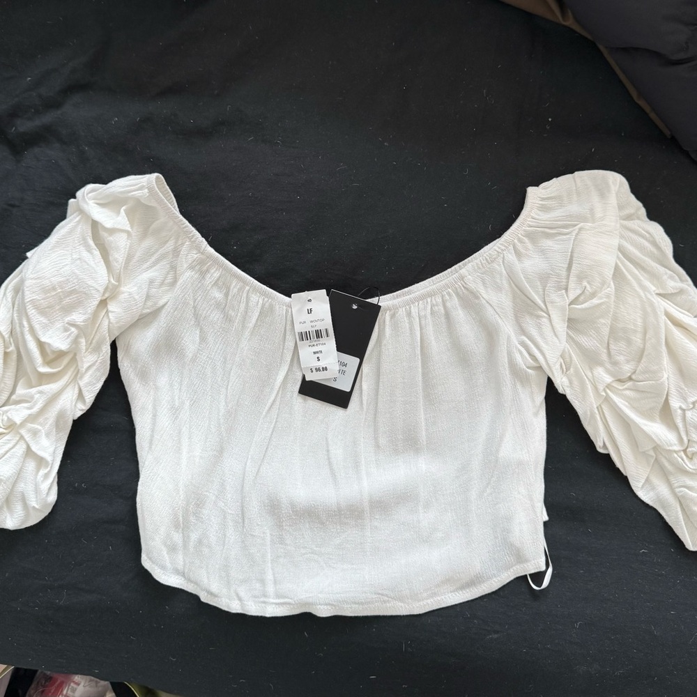 LF Elegant Off-Shoulder White Top NWT